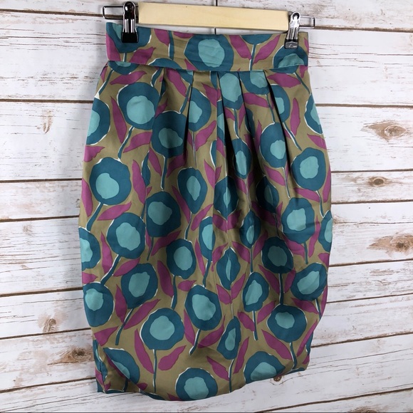 Nicole Miller Collection floral silk pleated skirt - Picture 2 of 8